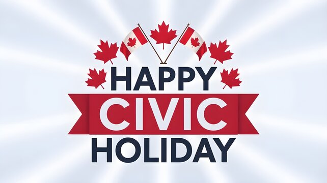 Happy civic holiday canadian flags festive greeting for august long weekend