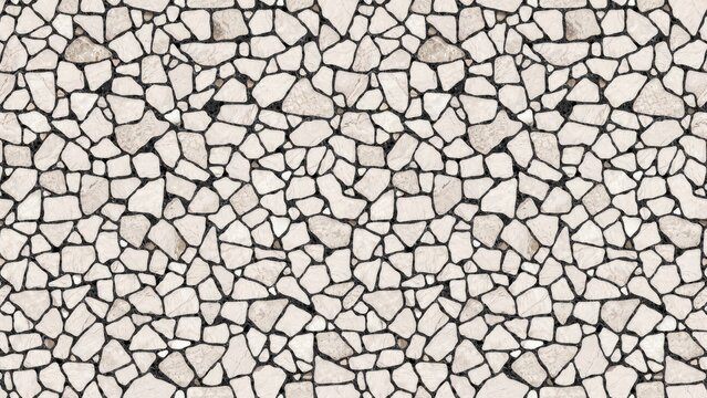 Modern white marble stone mosaic texture background with dark grout