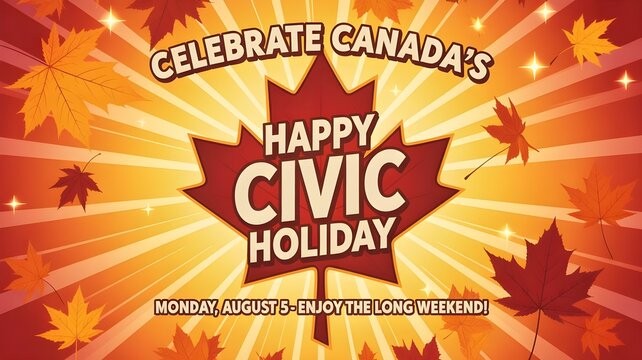 Civic holiday celebration canadian maple leaf design for august long weekend