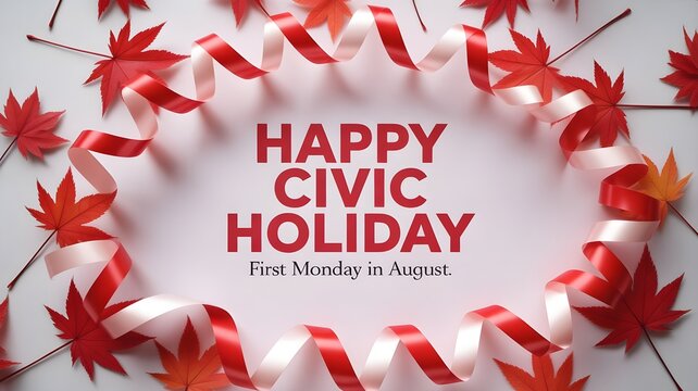 Happy civic holiday festive maple leaves and ribbons august celebration