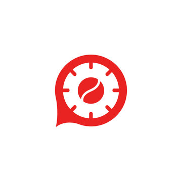 Red coffee bean clock icon design.