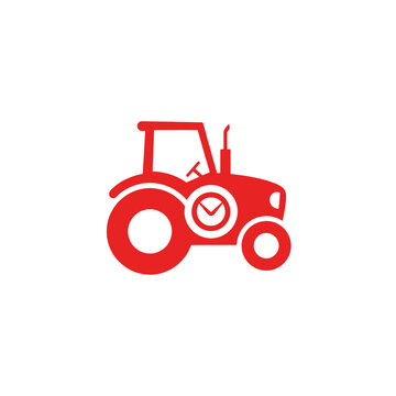 Red tractor icon with checkmark symbol on front.