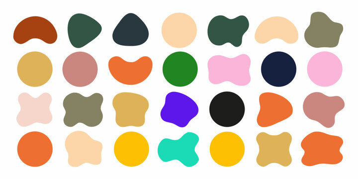 vibrant collection of colorful organic blob shapes on white background abstract pattern design art graphic modern simple
