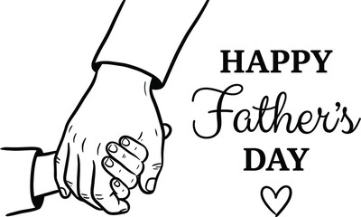 Fototapeta premium Happy father's day greeting with handshake and heart illustration