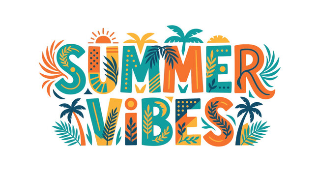 Summer Vibes Bold Typography Design for Seasonal Vacation and Tropical Holiday Concept
