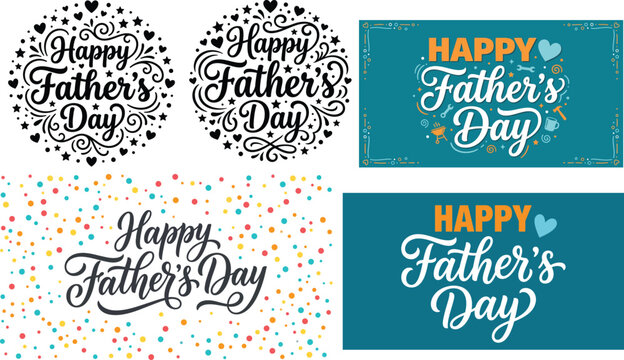 Happy father day typography collection vector designs for cards and gifts