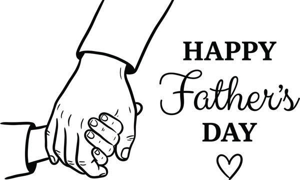 Happy father's day greeting with handshake and heart illustration