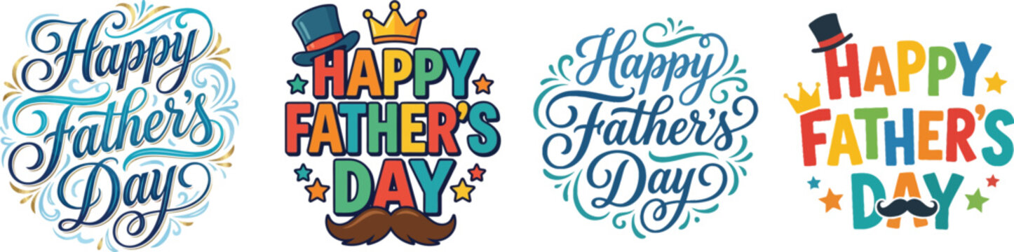 Happy father's day greeting cards and banners