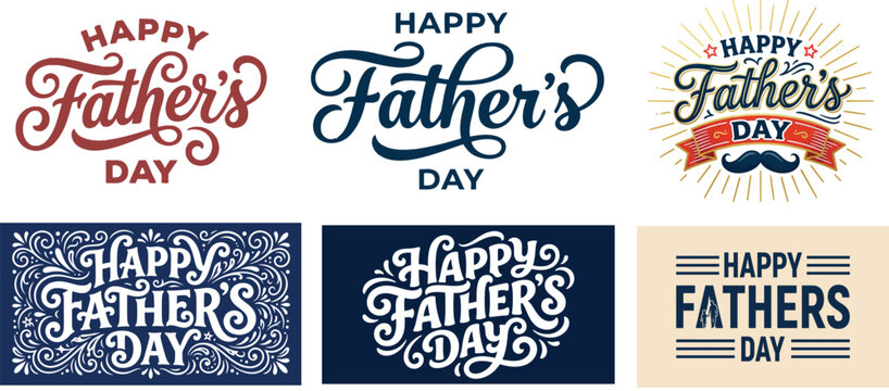 Happy father day typography collection vintage modern designs