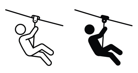  Zipline Adventure Sport Icon for Outdoor Recreation and Tourism Design © G
