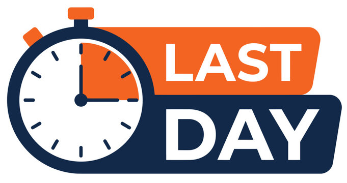 Last Day Stopwatch Vector Icon for Deadline, Urgency, and Promotional Design