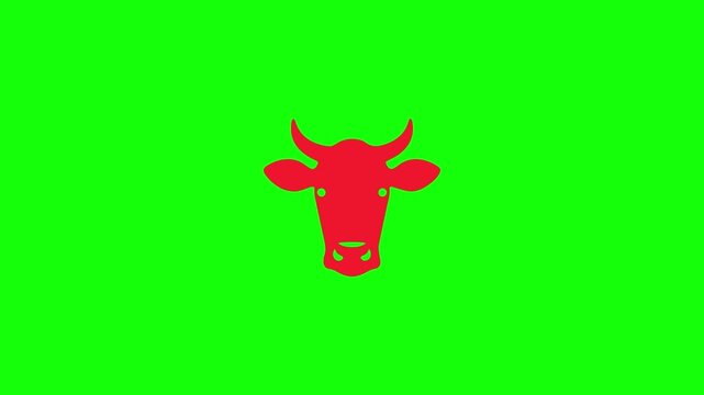 Black cow silhouette on bright green background. Minimalist livestock icon isolated for design use. Farm animal vector-style graphic for branding.