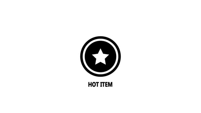 Black star inside a circle with the text HOTITEM below on a white background hot item trending