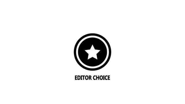 Black star icon in a circle with the text EDITORCHOICE below on a white background editor choice