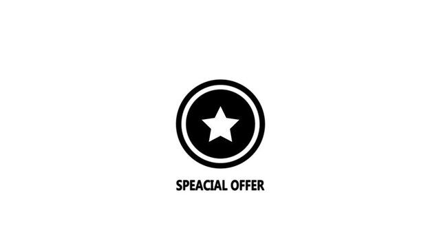 Black star icon in a circle with the text SPECIALOFER below on a white background special offer