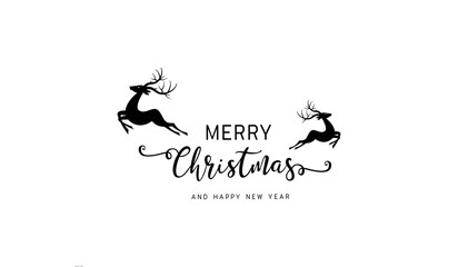 Merry christmas greeting with reindeer silhouettes christmas reindeer © Graphics World