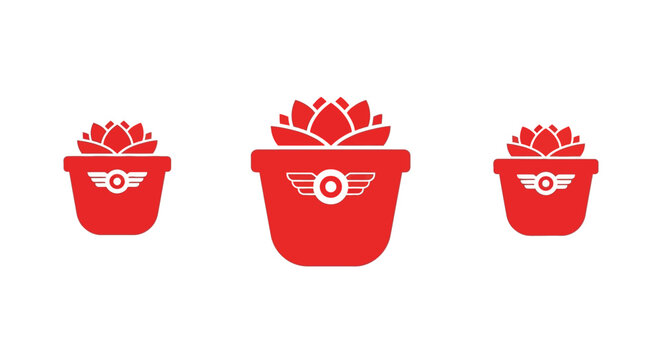 Red Gift Box Icons with Wings and Ribbon Design.