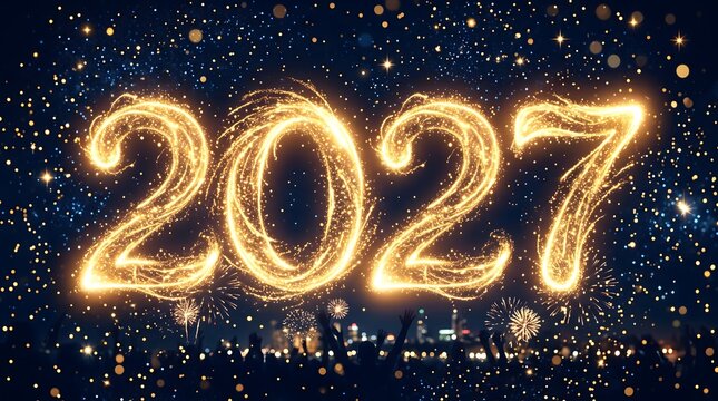 Sparkling 2027 new year's celebration background