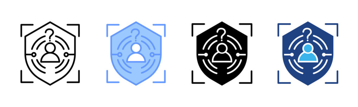 Pseudonymisation icon set multiple style collection