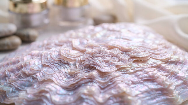 Iridescent mother of pearl nacre texture with pastel pearlescent glow