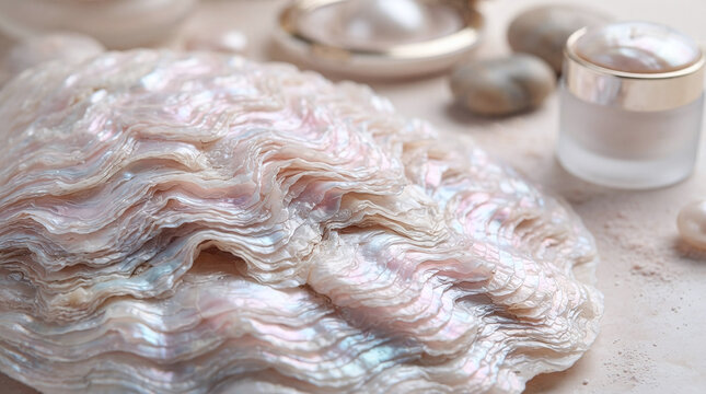 Iridescent mother of pearl nacre texture with pastel pearlescent glow