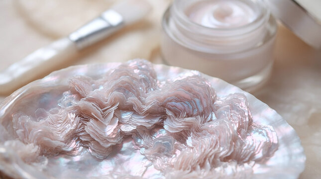 Iridescent mother of pearl nacre texture with pastel pearlescent glow