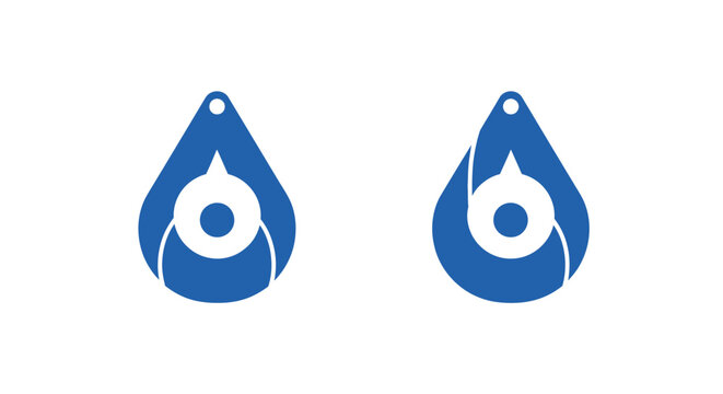 Blue water droplet icons with circular design inside.