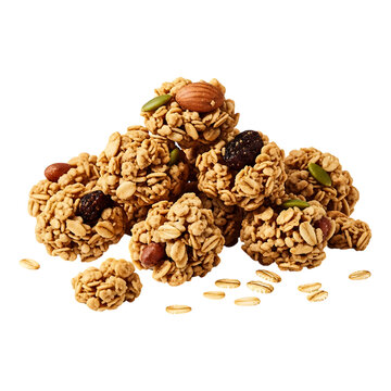 Granola energy bites mockup with nuts and seeds isolated