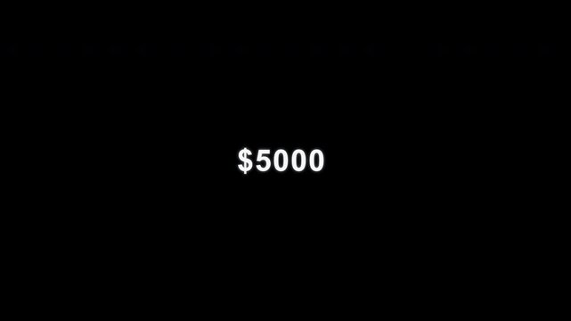 Animated counting to 5,000 Number Counter Overlay Alpha Channel 4K