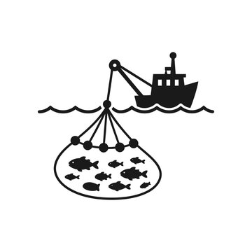 Commercial Fishing Boat and Net Icon