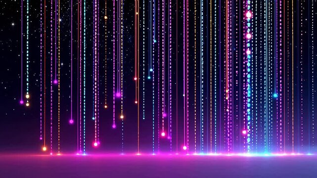 Colorful glowing lights in night sky