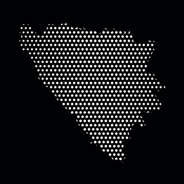 Bosnia and Herzegovina map outline dotted pattern isolated on black background 