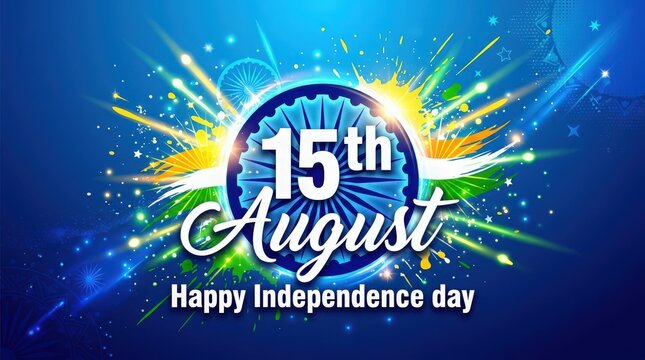 Vibrant india independence day celebration background with ashoka chakra