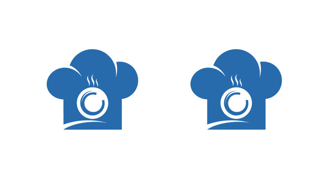 Blue Chef Hat Icon with Steam Design.
