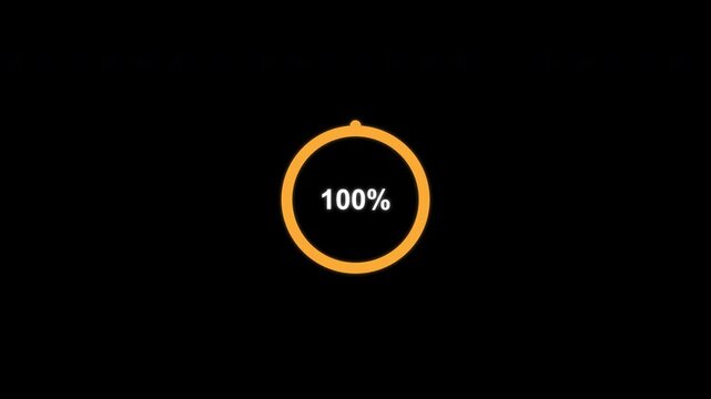 Animated 100 percent Circular Progress Ring Overlay Alpha Channel 4K