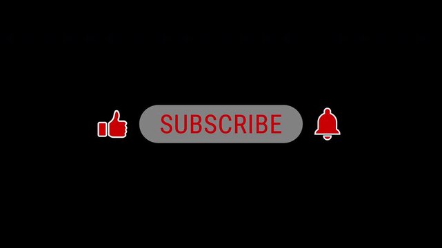 Pop up youtube subscribe like bell icon button clicked animation motion graphic. concept for channel engagement. 4K video
