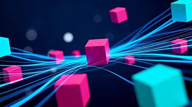 Colorful cubes and light beams in space