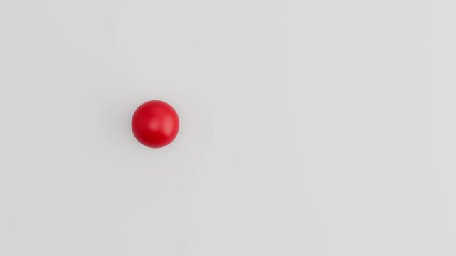 Bowling Ball Rolling in Circular Loop on Gray Background. 3D Animation.