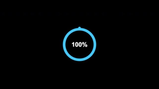 Animated 100 percent Circular Progress Ring Overlay Alpha Channel 4K