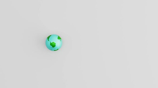 Earth Planet Rolling in Circular Loop on Gray Background. 3D Animation.