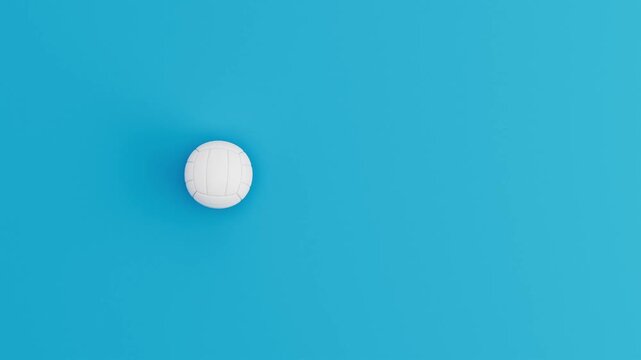 Generic Volleyball Ball Rolling in Circular Loop on Blue Background. 3D Animation.