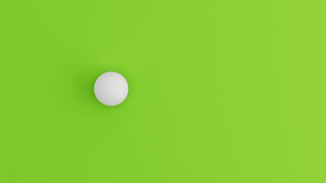 Golf Ball Rolling in Circular Loop on Green Background. 3D Animation.