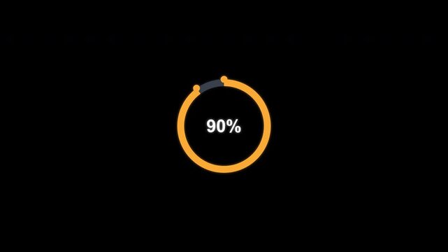 Animated 90 percent Circular Progress Ring Overlay Alpha Channel 4K