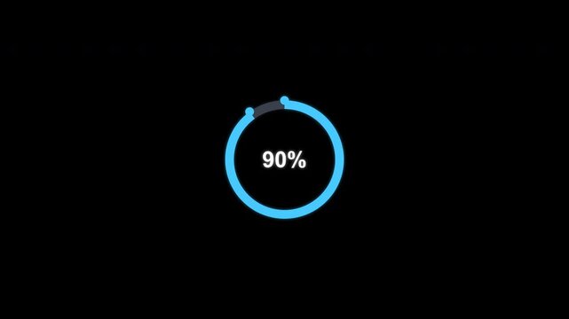 Animated 90 percent Circular Progress Ring Overlay Alpha Channel 4K