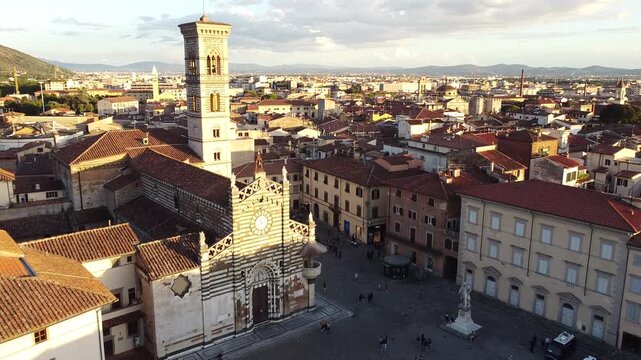 Push In Shot at Sunset on Prato Dome in Tuscany Italy