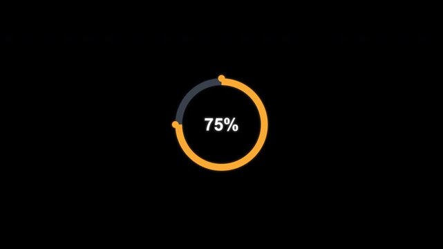 Animated 75 percent Circular Progress Ring Overlay Alpha Channel 4K
