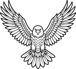 Fototapeta premium Eagle mascot logo line art illustration with wings spread