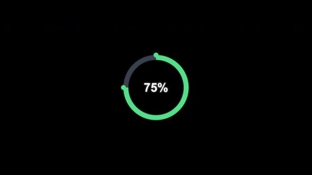 Animated 75 percent Circular Progress Ring Overlay Alpha Channel 4K