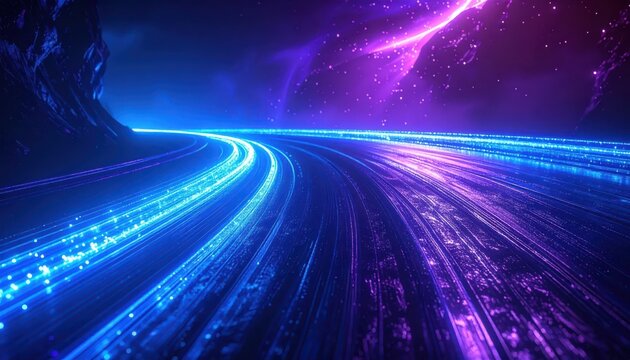 Futuristic Speedway Light Trails Abstract Technology Background