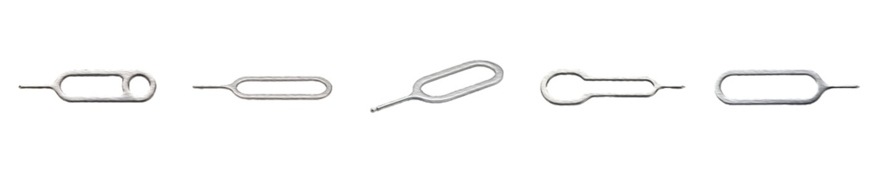 the set five name of SIM card ejector pins isolated on withe background PNG photo HD quality''